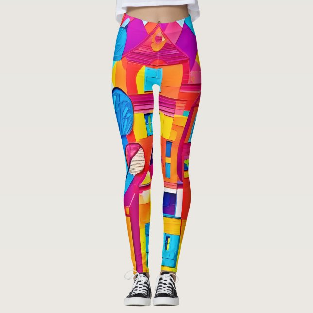 Levande stadslandskap Drömlands konst Leggings (Framsida)