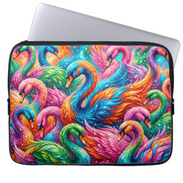 Levande svandrämlandschap – Psykedelisk Boho Laptop Fodral