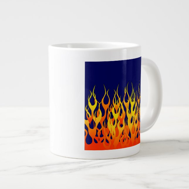 Levande tävlingsflammor på marinblå jumbo mugg (Framsida höger)