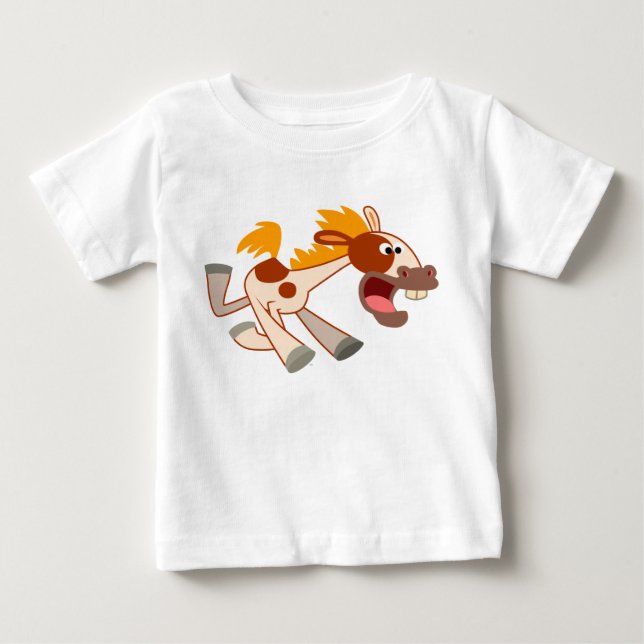 Levande Tecknad Pinto Horse Baby T-Shirt (Framsida)