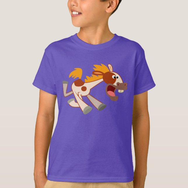 Levande Tecknad Pinto Horse Children T-Shirt (Framsida)