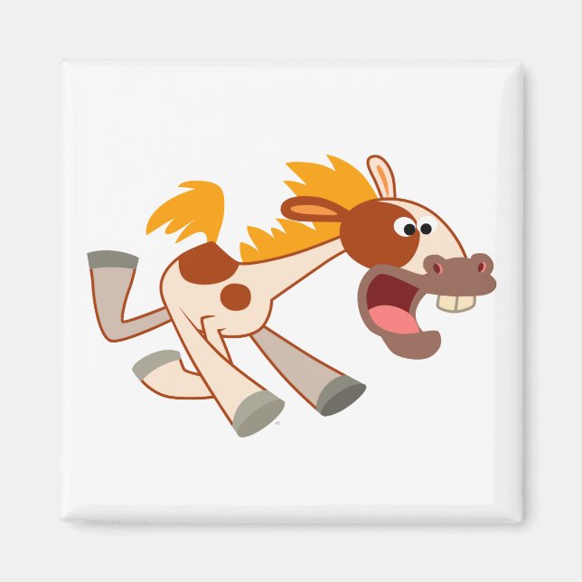 Levande Tecknad Pinto Horse Magnet (Framsidan)