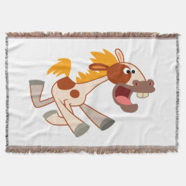 Levande Tecknad Pinto Horse Throw Blanket Filt