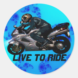 Levande till Ride Motorbiker Runt Klistermärke