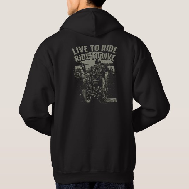 Levande till Ride, Ride till levande motorcykel Sweatshirt Med Luva (Baksida)