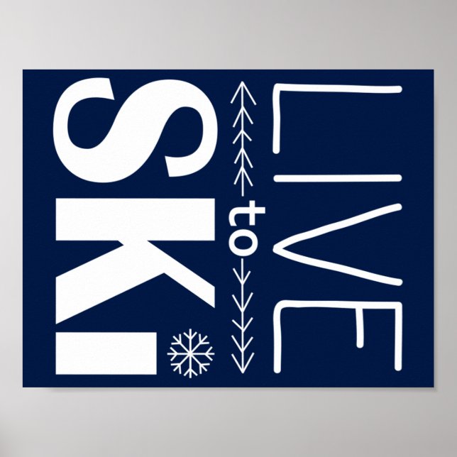 Levande till Ski poster (basisk) - marin blått (Framsidan)