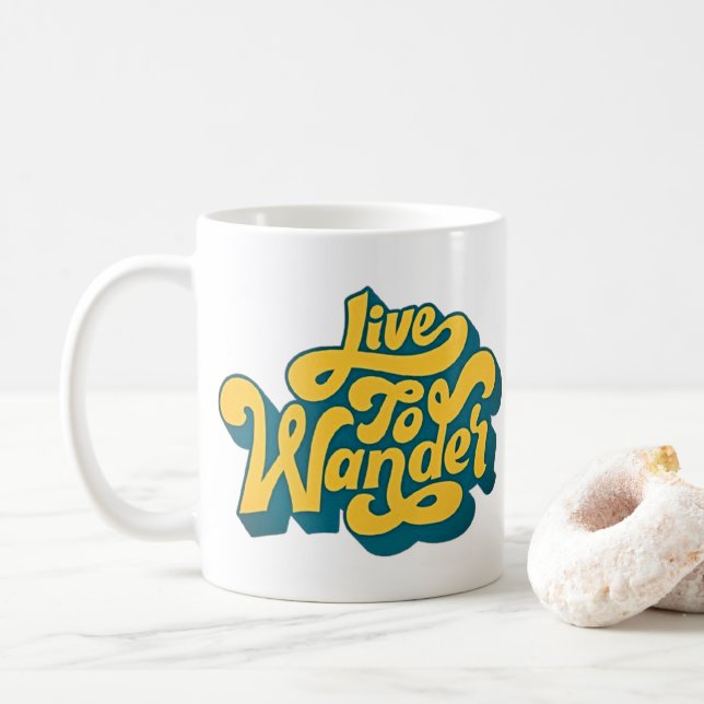 Levande till Wander - Retro Typography Mugg (Med munk)