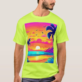 Levande tropisk solnedgång t shirt