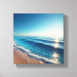 Levande turkos havsvågor med gyllene sand canvastryck