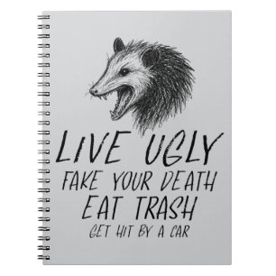 Levande Ugly Fake Din död Eat Sopor Funny Opossum Anteckningsbok