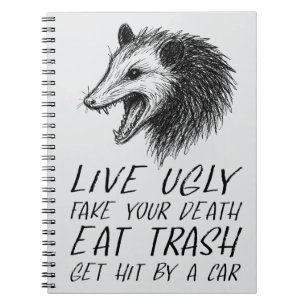 Levande Ugly Fake Din död Eat Sopor Funny Opossum Anteckningsbok