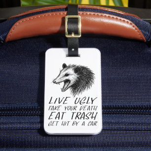Levande Ugly Fake Din död Eat Sopor Funny Opossum Bagagebricka