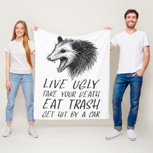 Levande Ugly Fake Din död Eat Sopor Funny Opossum Fleecefilt