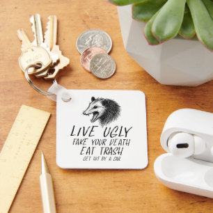 Levande Ugly Fake Din död Eat Sopor Funny Opossum Nyckelring
