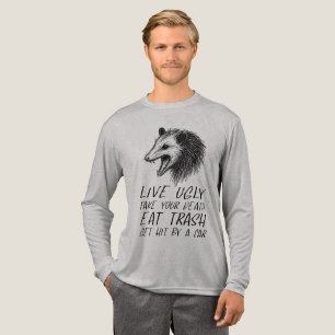 Levande Ugly Fake Din död Eat Sopor Funny Opossum T Shirt