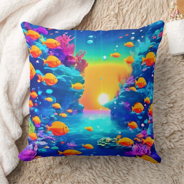 Levande undervattensparadis upptäckt kudde (Filt)