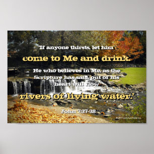 Levande Vatten, John 7:37 Christian Bible Poster