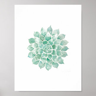 Levande vattenfärger: blå Grönt Poster