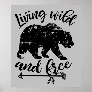 Levande vild och fri Land-björn poster