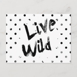 Levande Vild, svartvit typografi Vykort