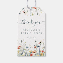 Levande vildblomma baby shower present presentetikett