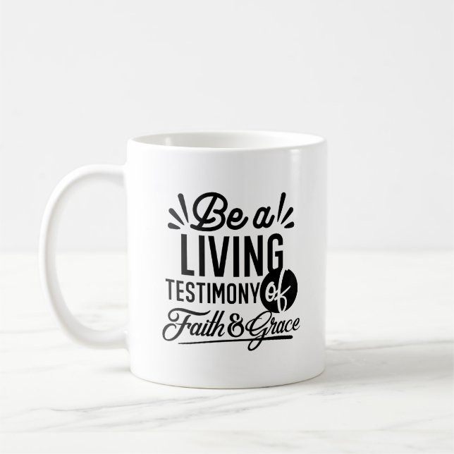 Levande vittnesbörd Bibelcitat Kristet Motiv Kaffemugg (Vänster)