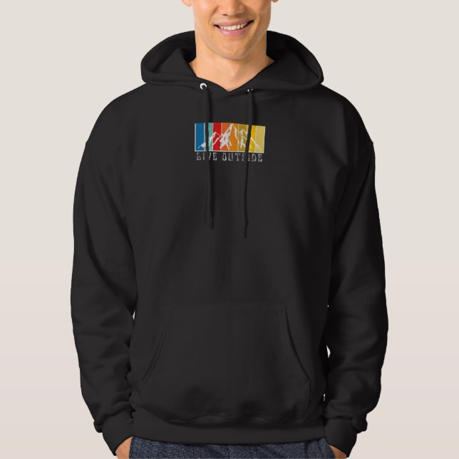 Levande ytterkant av Retro Mountain Front och Back Hoodie (Framsida)