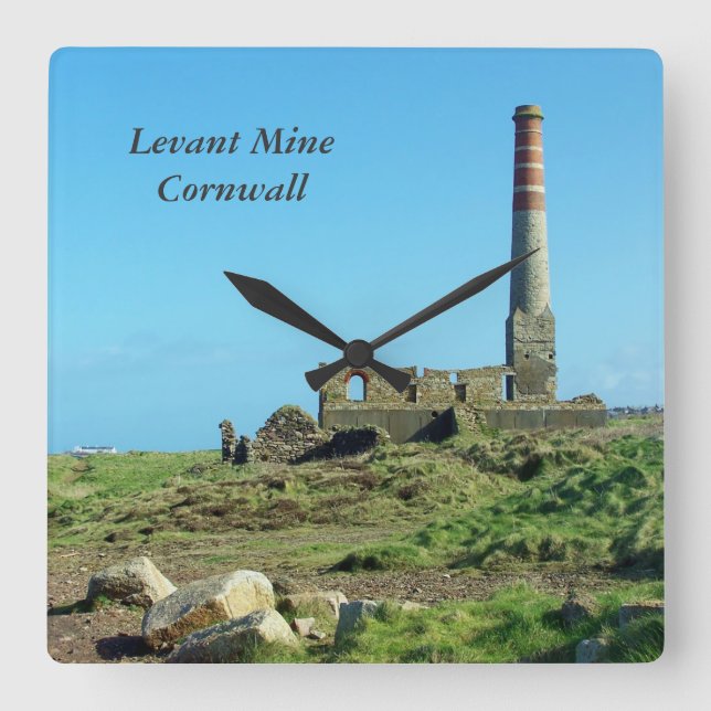 Levant Mine Cornwall England Photo Fyrkantig Klocka (Framsida)