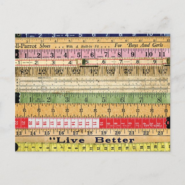 LEVE BÄTTRE RULERS REGLER COLORFUL SCRAPBOOKOKE GR VYKORT (Framsida)