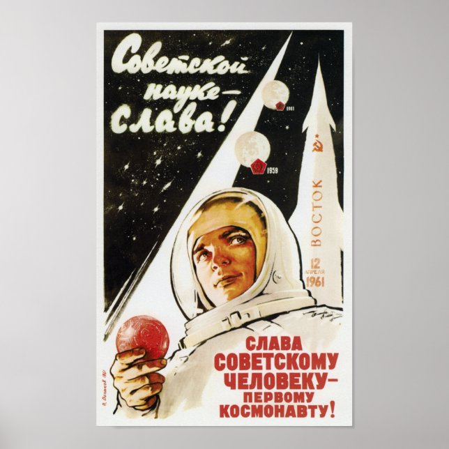 Leve den sovjetiska mannen - den första kosmonaut poster (Framsidan)
