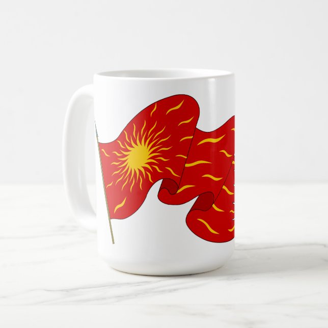 Leve Frankrike! Röd Oriflamme med Solen Kaffemugg (Framsida vänster)