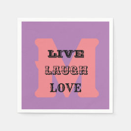 LEVE LAUGH KÄRLEK NAMN LILA MODERN PAPPER PAPPERSSERVETT