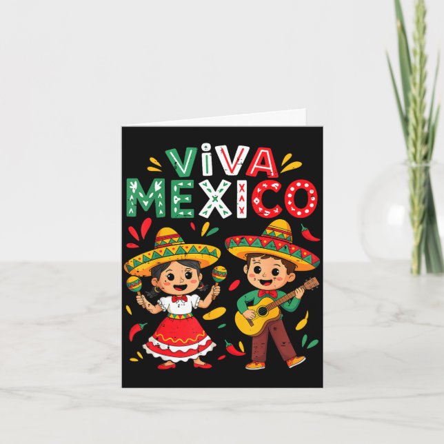 Leve Mexiko gitarr pojke flicka mexikansk självstä Kort (Framsida)