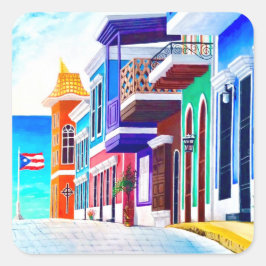 ¡Leve Puerto Rico! Fyrkantigt Klistermärke