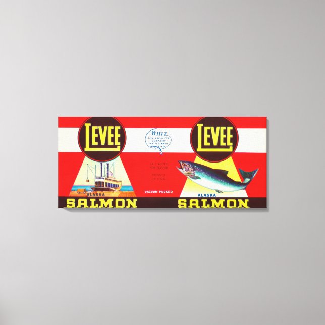 Levee Brand Salmon Label- Seattle, WA Canvastryck (Framsida)