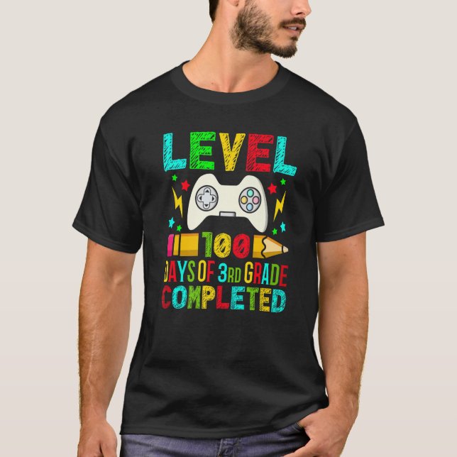 Level 100 Days 3rd Grade Completed Primary School  T Shirt (Framsida)