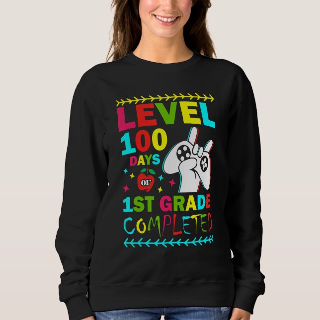 Level 100 Days Of 1st Grade Primary School Game Co T Shirt (Framsida)