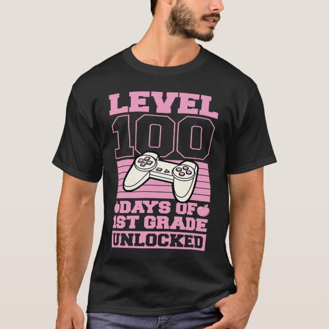 Level 100 Days of 1st Grade Unlocked Video Games G T Shirt (Framsida)
