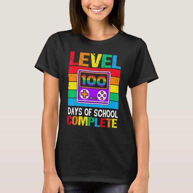 Level 100 Days of School Completed Rainbow Video G T Shirt (Framsida)