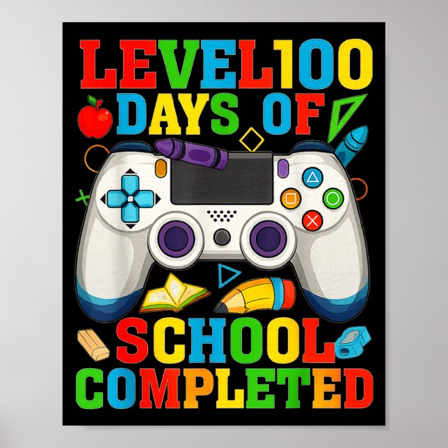 Level 100 Days Of School Unlocked Boys 100th Day O Poster (Framsidan)