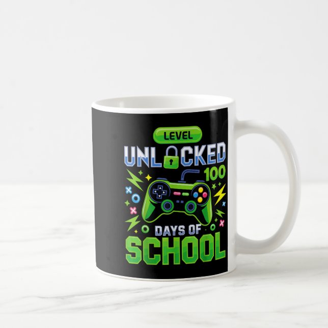 Level 100 Days Of School Unlocked Funny Video Game Kaffemugg (Höger)