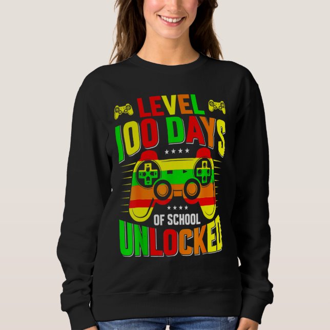 Level 100 Days Of School Unlocked Gamer Video Game T Shirt (Framsida)