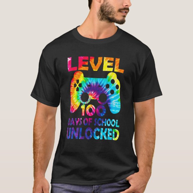 Level 100 Days Of School Unlocked Gamer Video Game T Shirt (Framsida)