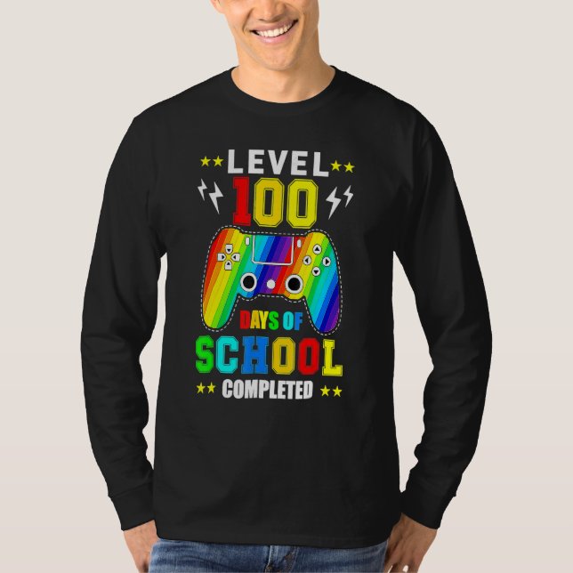 Level 100 Days Of School Unlocked Gamer Video Game T Shirt (Framsida)