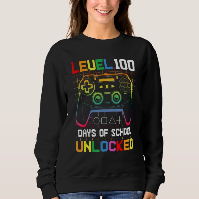 Level 100 days Of School Unlocked Gamer Video Game T Shirt (Framsida)