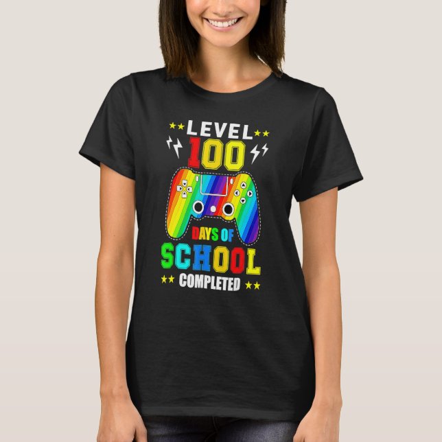 Level 100 Days Of School Unlocked Gamer Video Game T Shirt (Framsida)