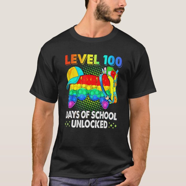 Level 100 Days Of School Unlocked Poppin Video Gam T Shirt (Framsida)