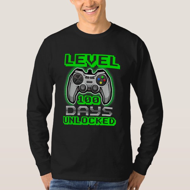 Level 100 Days Of School Unlocked Video Game Boys  T Shirt (Framsida)