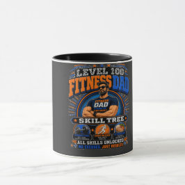 Level 100 Fitness Pappa Tröja – Skill Tree Gym Pap Mugg