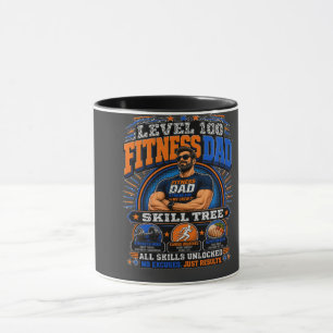 Level 100 Fitness Pappa Tröja – Skill Tree Gym Pap Mugg